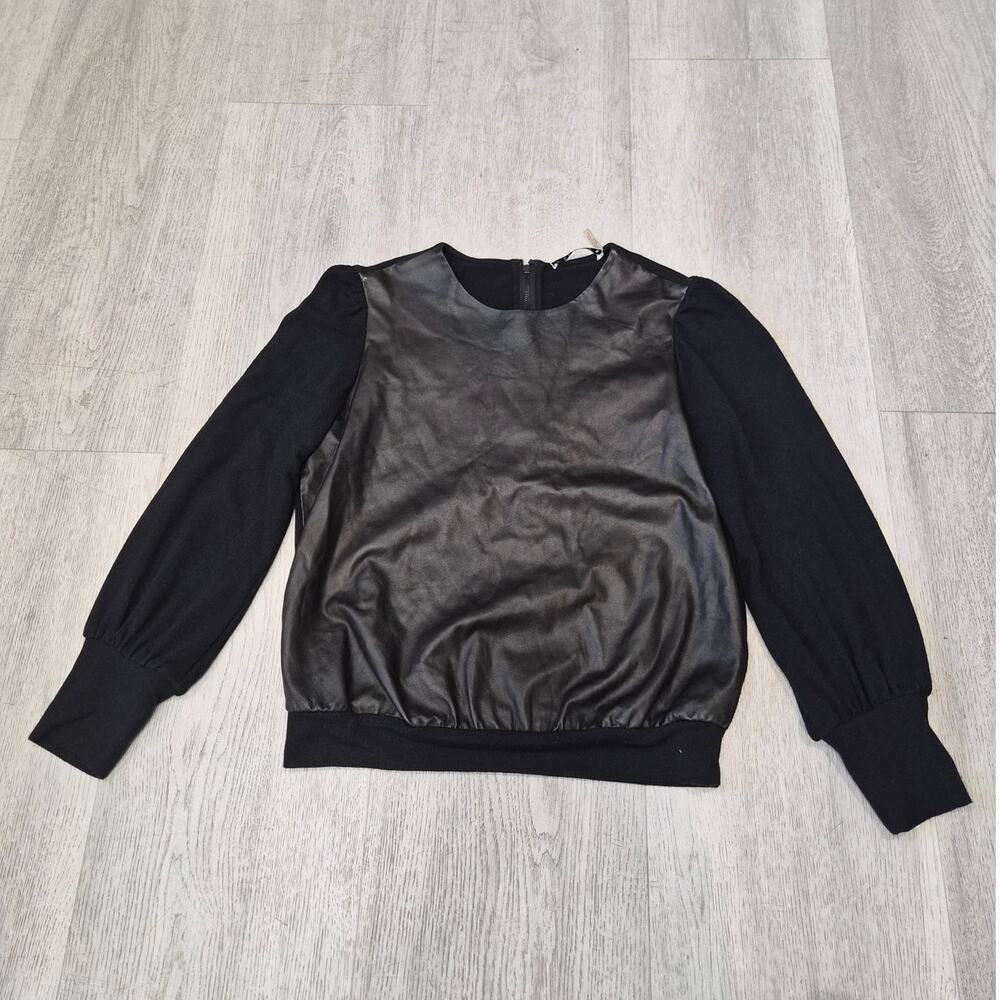 Alice + Olivia Lamb Leather Long Sleeve Shirt Size XS